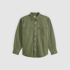 Mariposa Relaxed Denim Worker Shirt — Nabali Olive Wash - Green 5