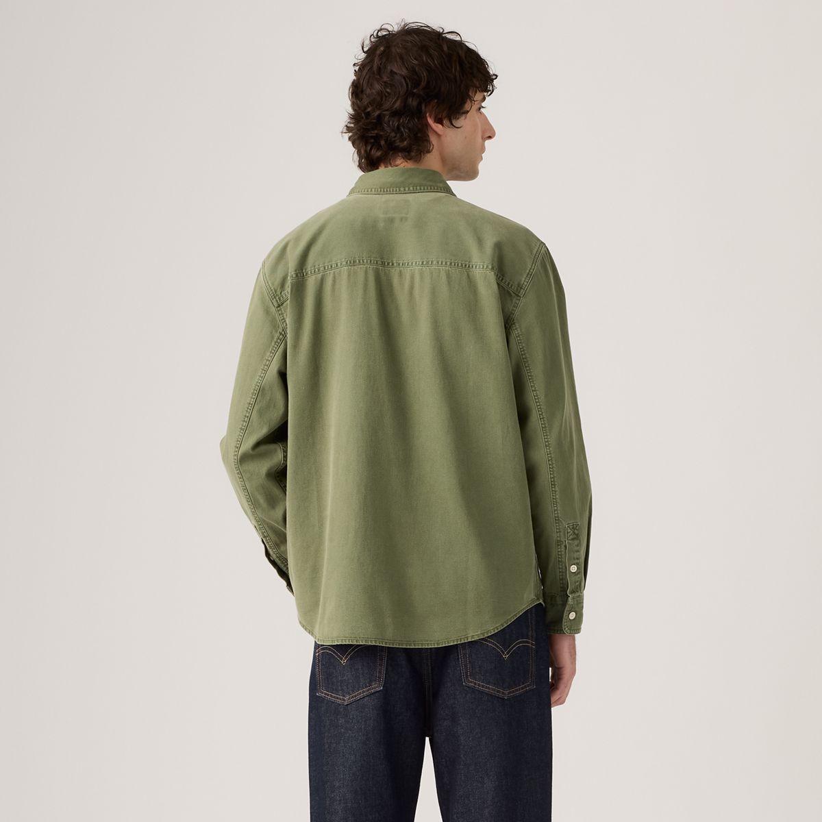 Mariposa Relaxed Denim Worker Shirt — Nabali Olive Wash - Green