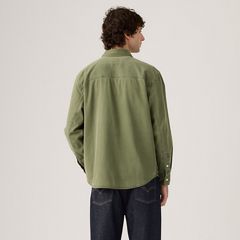 Mariposa Relaxed Denim Worker Shirt — Nabali Olive Wash - Green 4