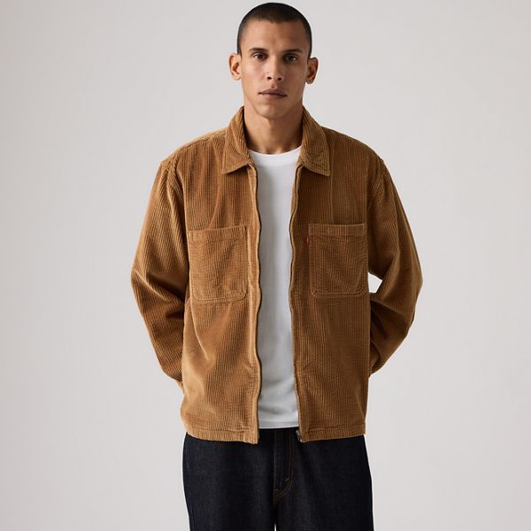 Ports Boxy Corduroy Zip-Up Overshirt — Foxtrot Brown - Brown