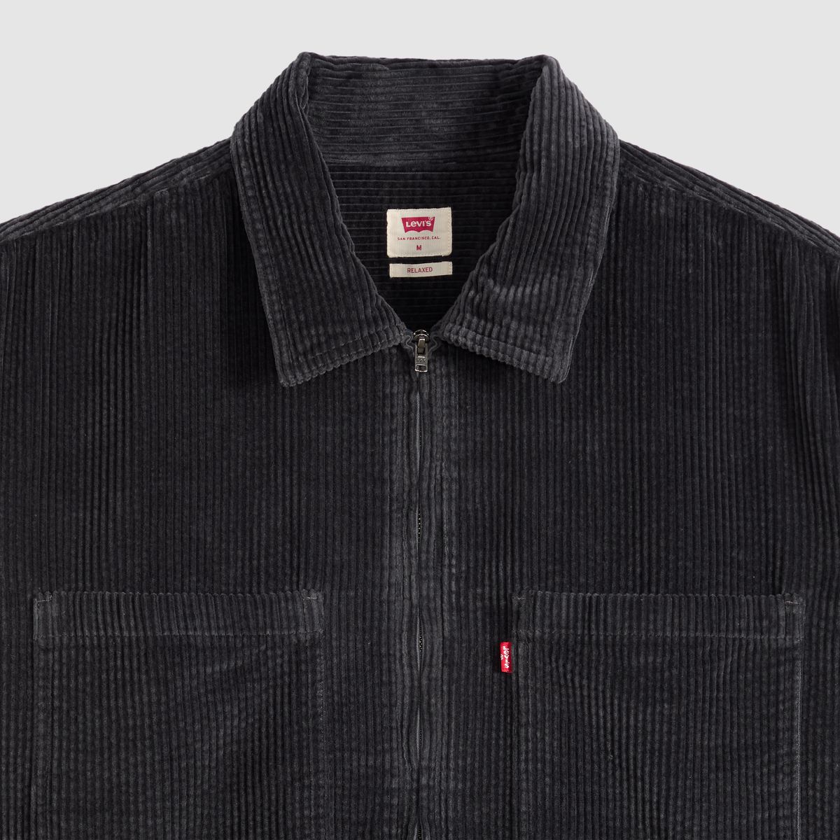 Ports Boxy Corduroy Zip-Up Overshirt — Dark Phantom - Black