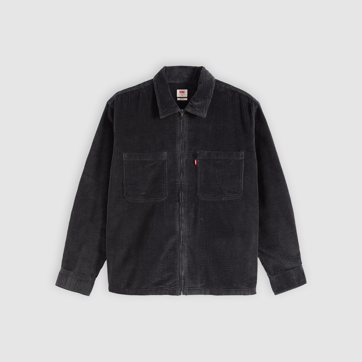 Ports Boxy Corduroy Zip-Up Overshirt — Dark Phantom - Black