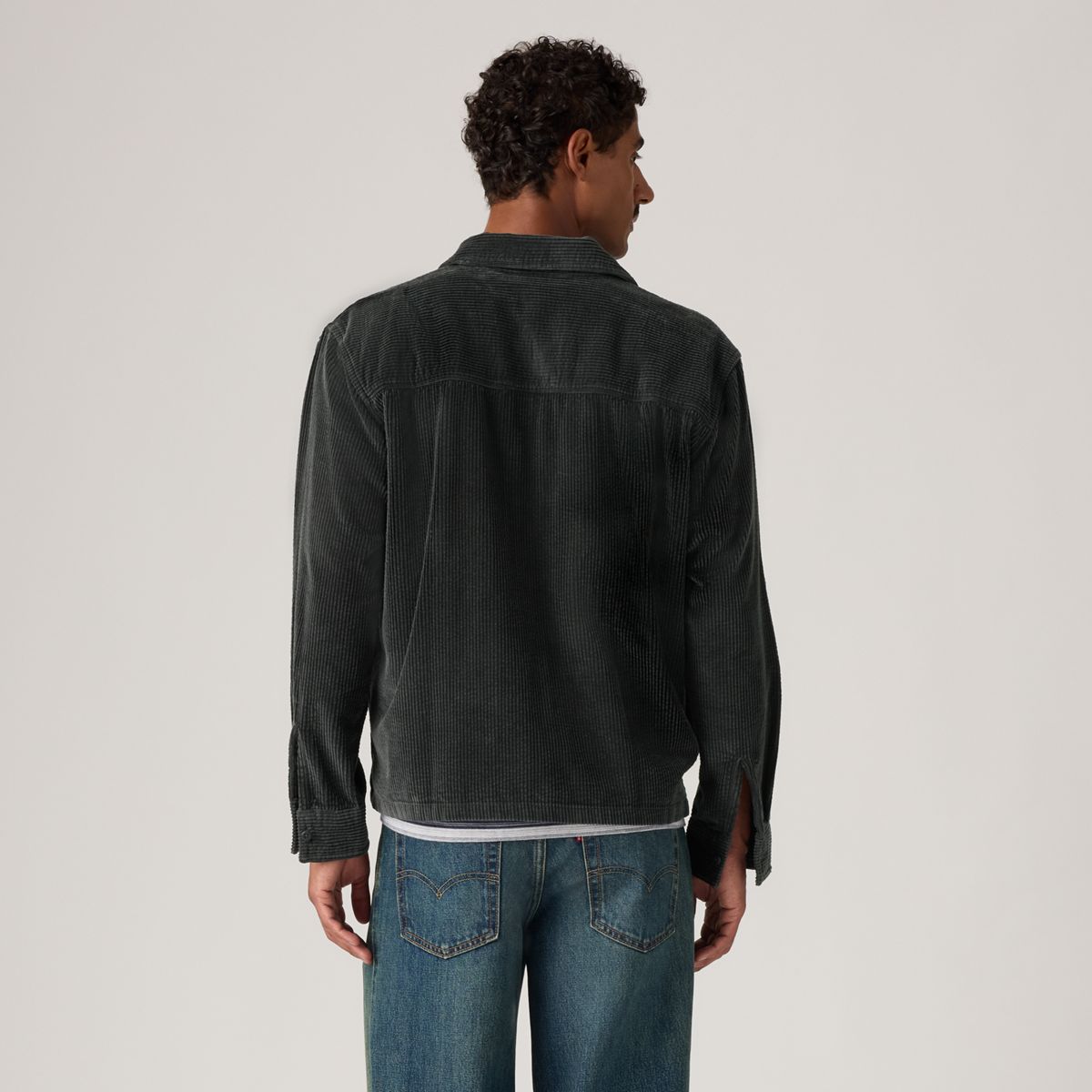 Ports Boxy Corduroy Zip-Up Overshirt — Dark Phantom - Black