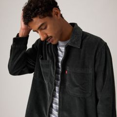 Ports Boxy Corduroy Zip-Up Overshirt — Dark Phantom - Black 2