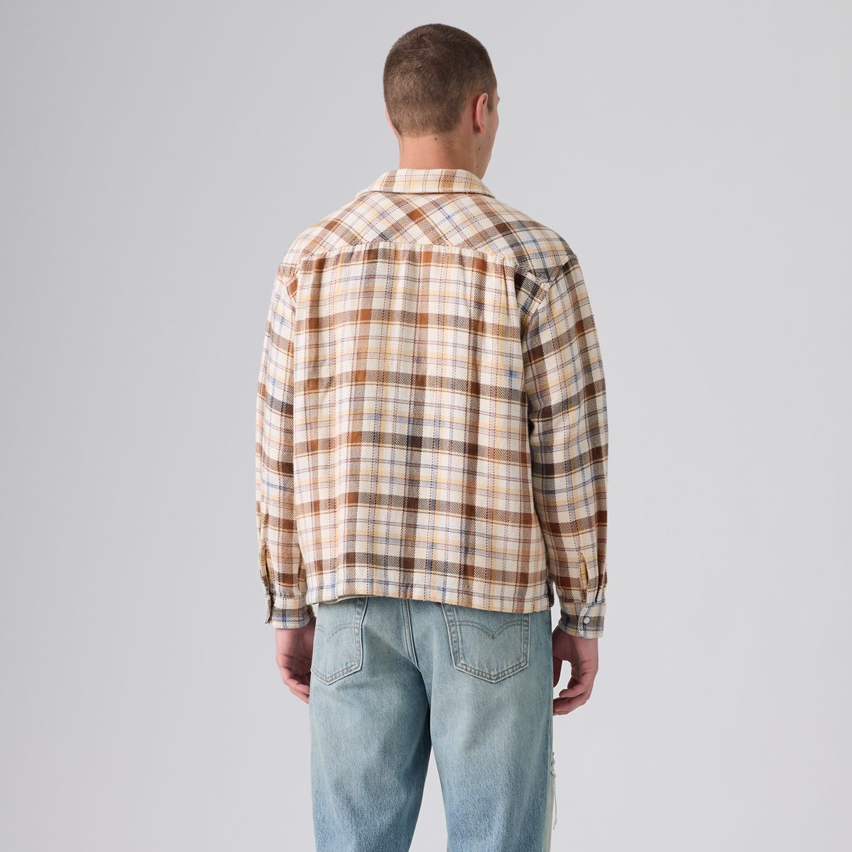Boxy Western Flannel Long-Sleeve Shirt — Tanner Plaid Whitecap Gray - Multi-Color