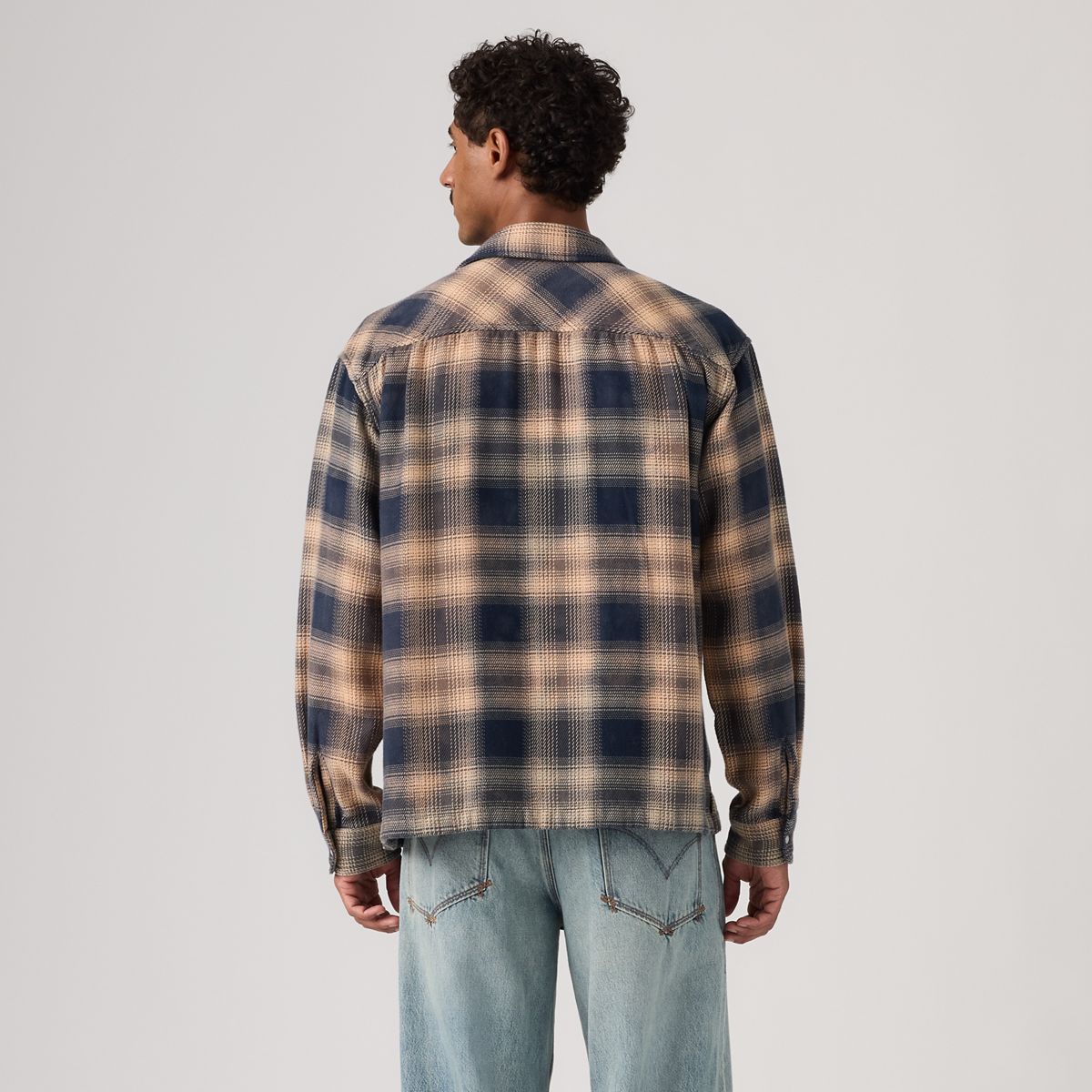 Boxy Western Flannel Long-Sleeve Shirt — Pier 89 Plaid Blue/Cream - Multi-Color