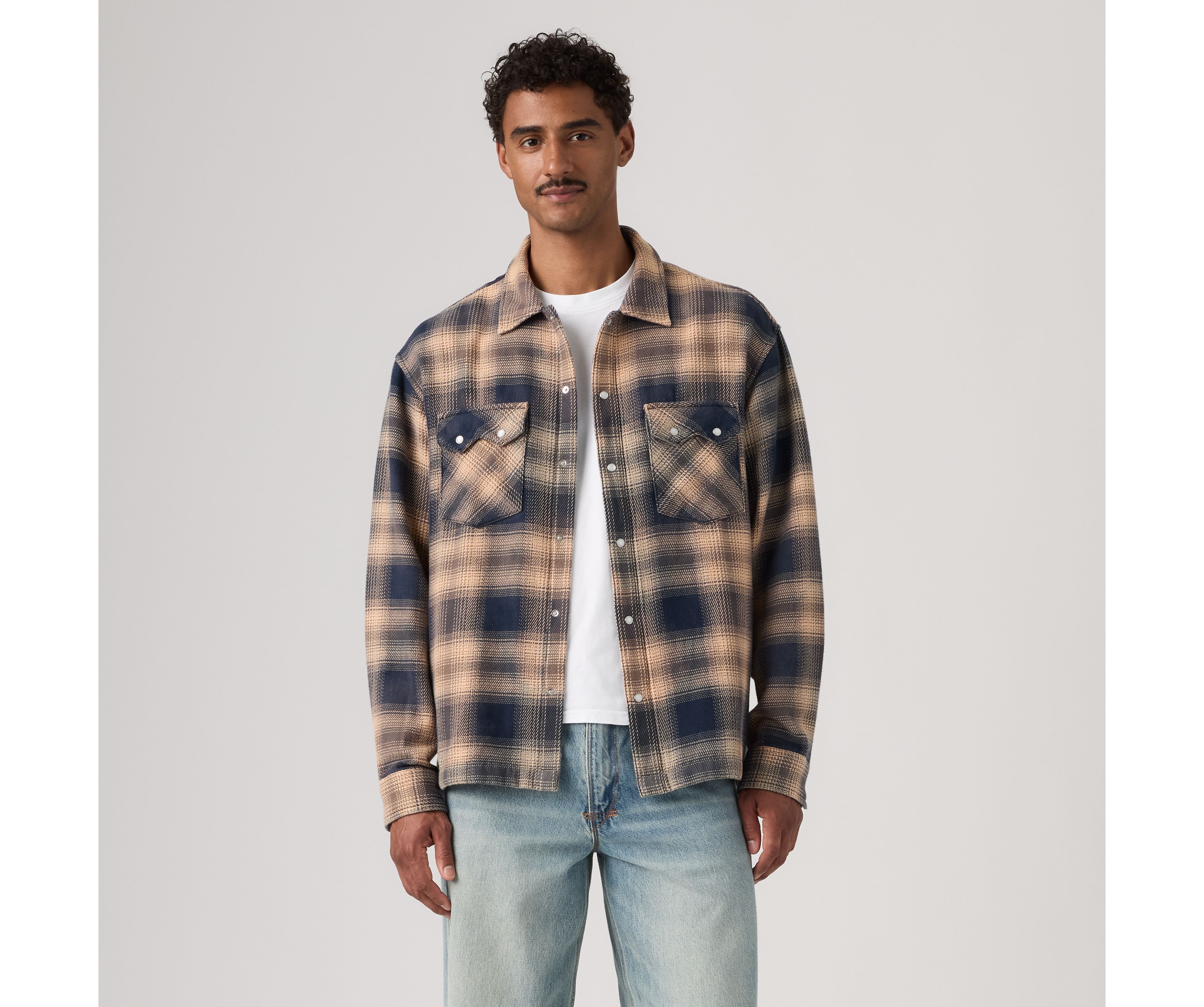 Boxy Western Flannel Long-Sleeve Shirt