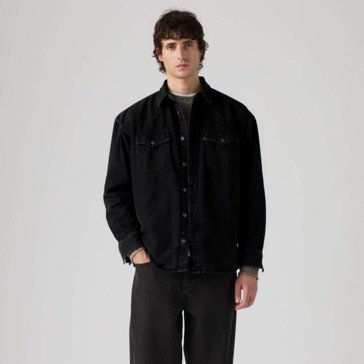 Denamore Relaxed Western Denim Overshirt — Spades Black Stonewash - Black