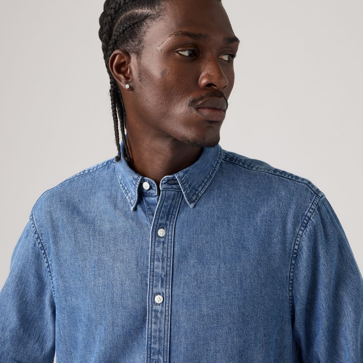 Classic Relaxed Denim Shirt — Estella Mid Wash - Medium Wash