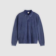 100% Cotton Finn Boxy Long-Sleeve Polo — Dapple Medieval Blue - Blue 6