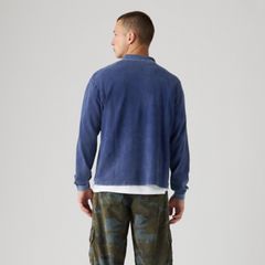 100% Cotton Finn Boxy Long-Sleeve Polo — Dapple Medieval Blue - Blue 5