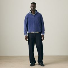 100% Cotton Finn Boxy Long-Sleeve Polo — Dapple Medieval Blue - Blue 2