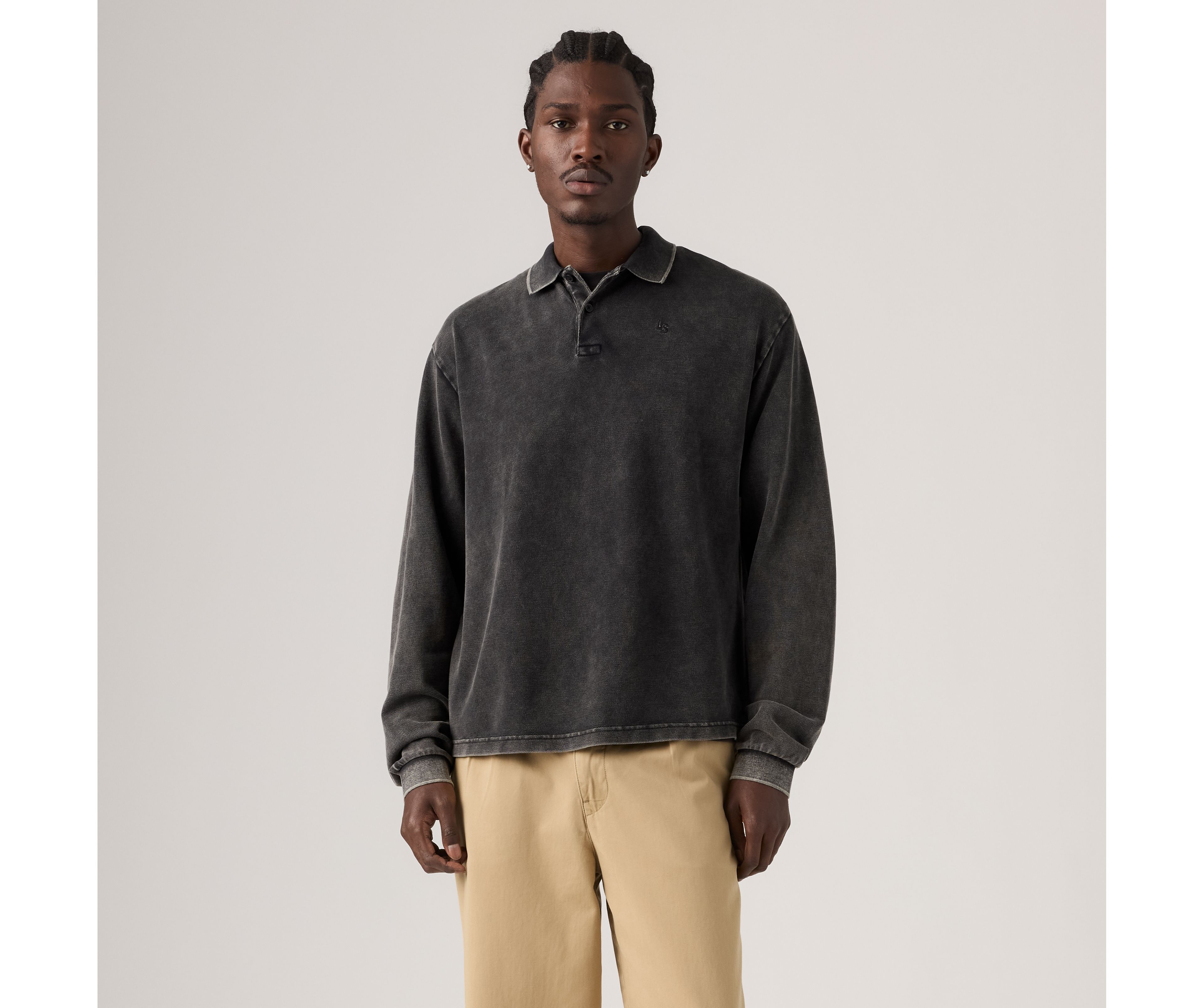 100% Cotton Finn Boxy Long-Sleeve Polo