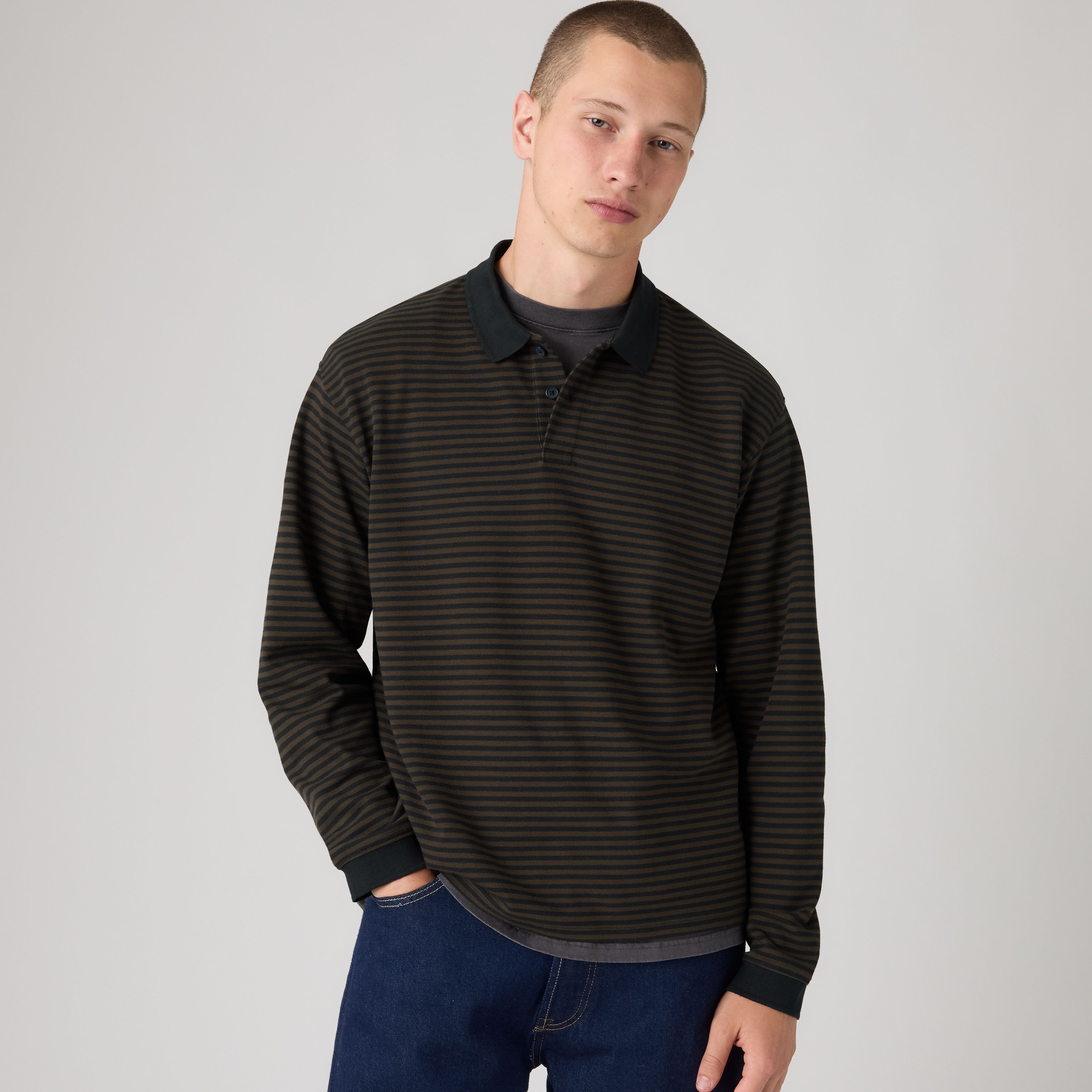 100% Cotton Classic Boxy Long-Sleeve Polo 1