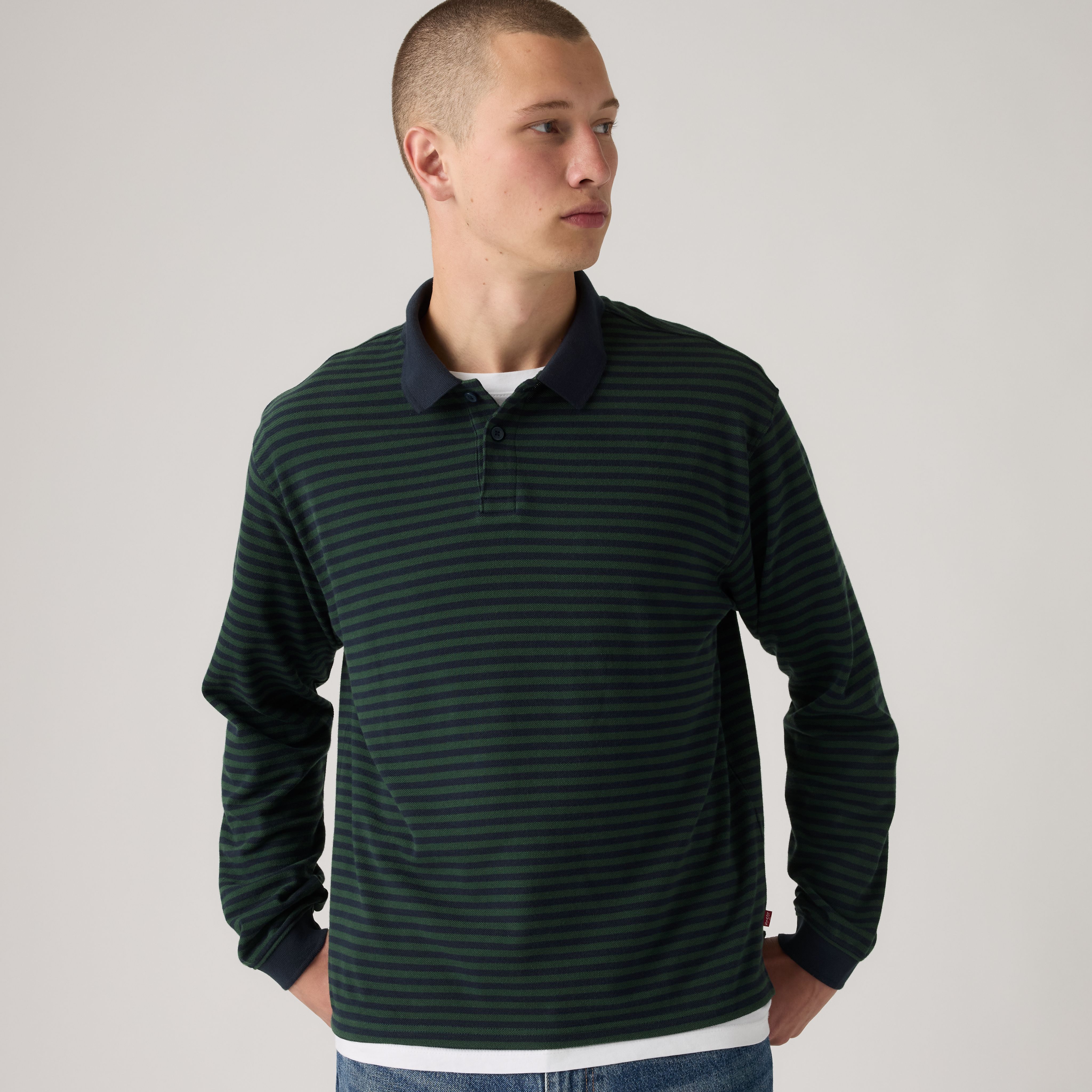 100% Cotton Classic Boxy Long-Sleeve Polo 1