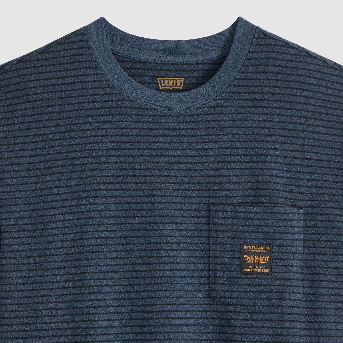 Workwear Boxy Pocket Short-Sleeve T-Shirt — Garry Stripe Blue Heather - Blue