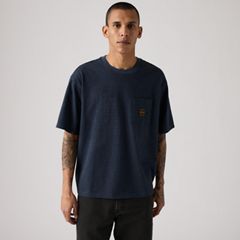 Workwear Boxy Pocket Short-Sleeve T-Shirt — Garry Stripe Blue Heather - Blue 1