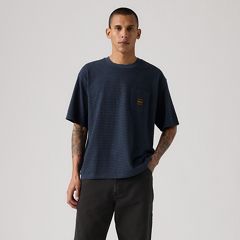 Workwear Boxy Pocket Short-Sleeve T-Shirt — Garry Stripe Blue Heather - Blue 3