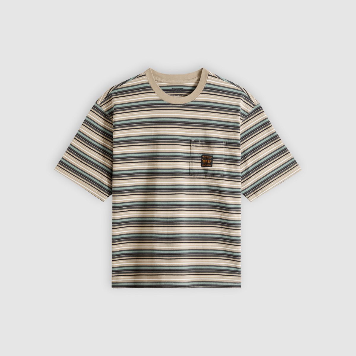Workwear Boxy Pocket Short-Sleeve T-Shirt — Jason Stripe Trench Coat Volcanic Ash - Multi-Color