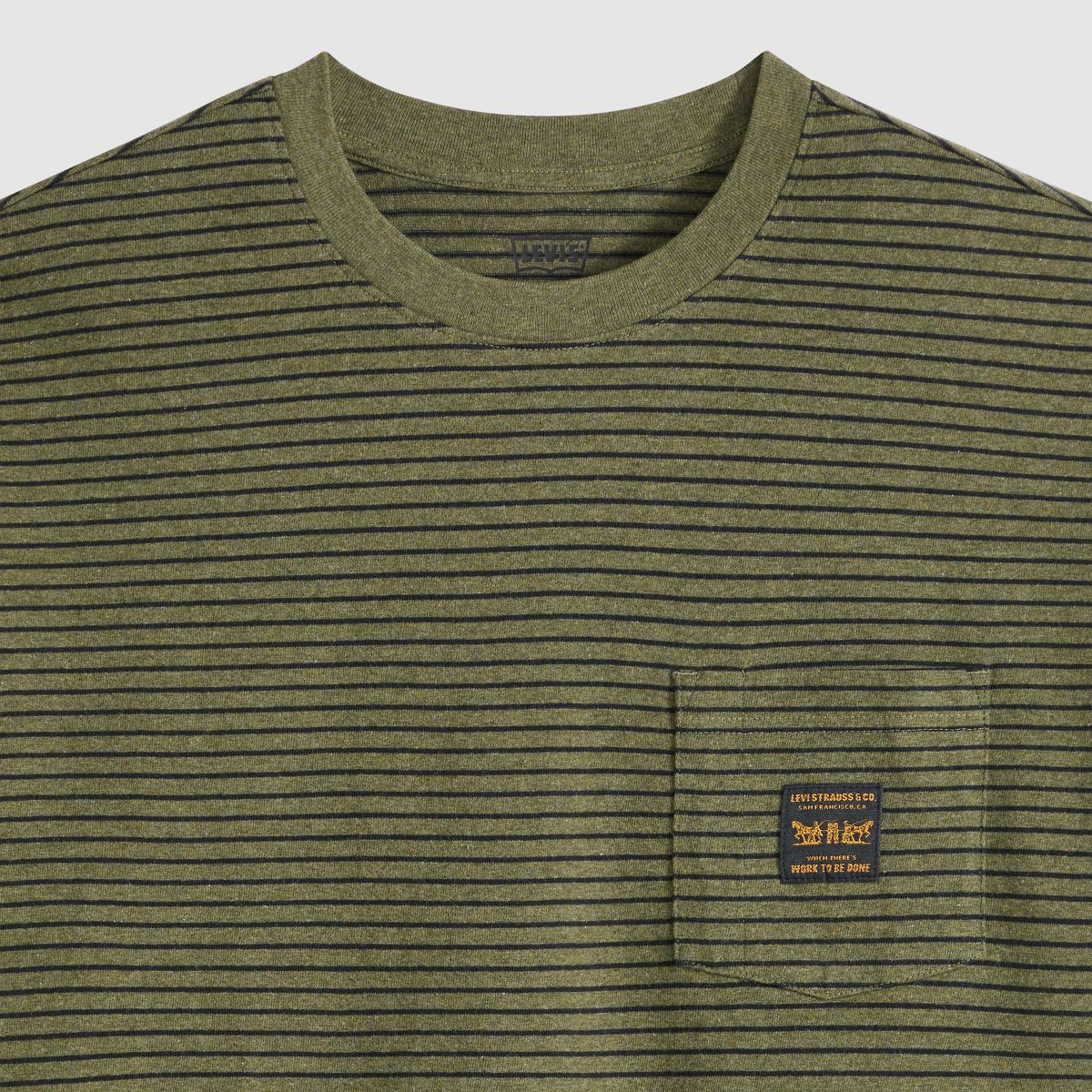 Workwear Boxy Pocket Short-Sleeve T-Shirt — Garry Stripe Green Heather - Green