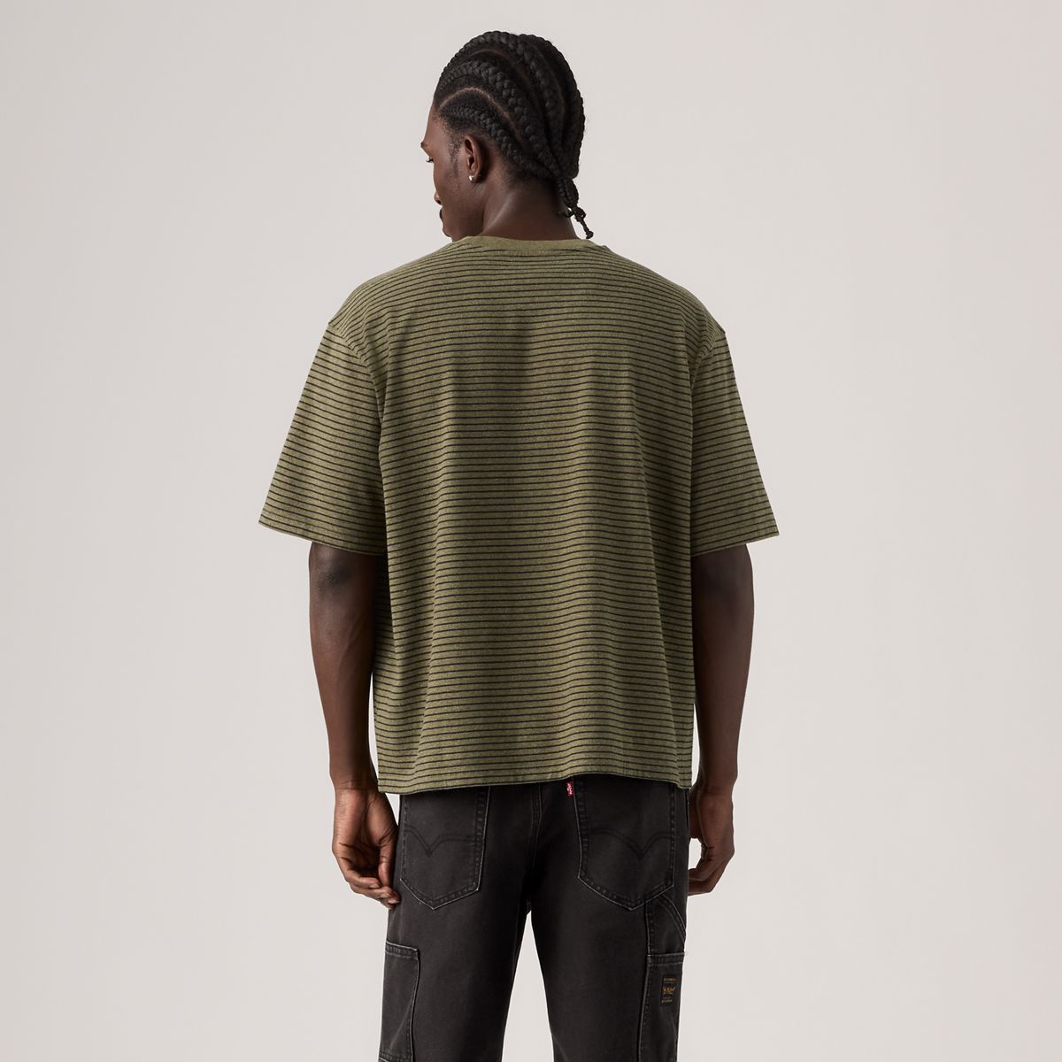 Workwear Boxy Pocket Short-Sleeve T-Shirt — Garry Stripe Green Heather - Green