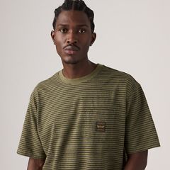 Workwear Boxy Pocket Short-Sleeve T-Shirt — Garry Stripe Green Heather - Green 2
