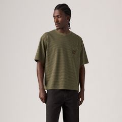 Workwear Boxy Pocket Short-Sleeve T-Shirt — Garry Stripe Green Heather - Green 3