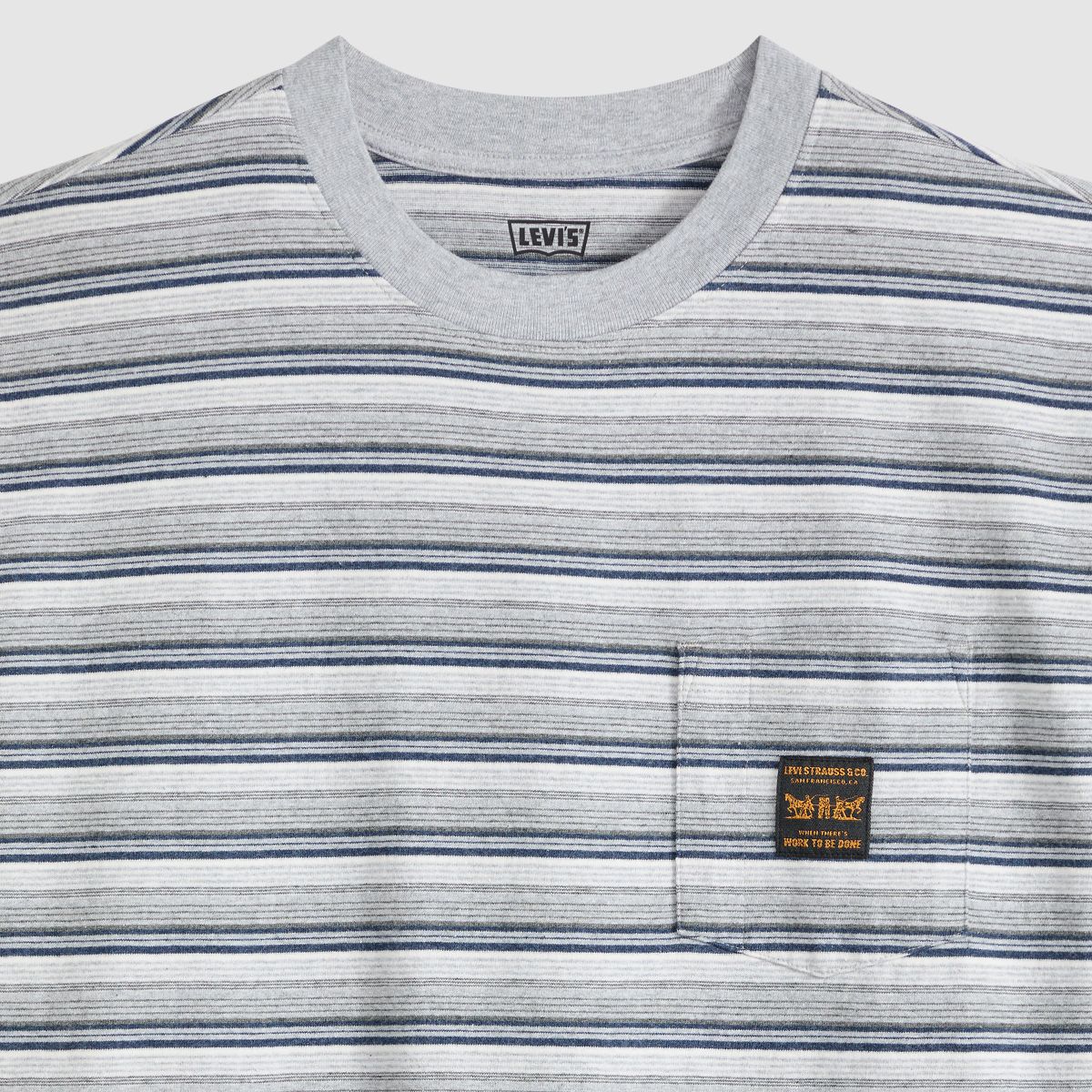 Workwear Boxy Pocket Short-Sleeve T-Shirt — Porter Stripe Medium Heather Grey - Multi-Color
