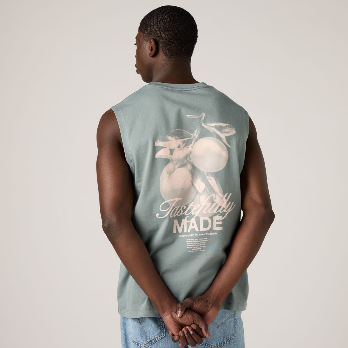 Graphic Muscle Tank Top — Stormy Sea - Grey