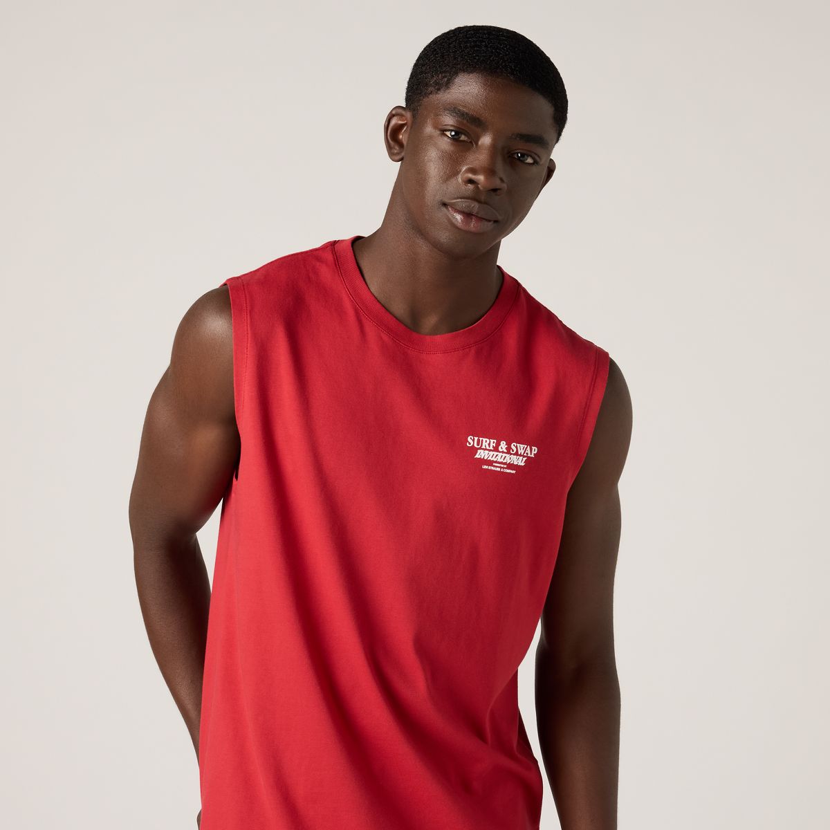 Graphic Muscle Tank Top — Emboldened - Red