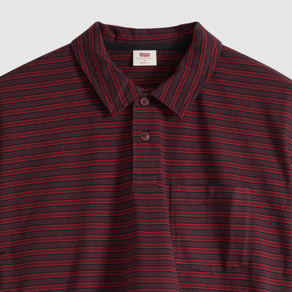 100% Cotton Finn Boxy One Pocket Polo — Hardaker Stripe Jet Black - Yellow