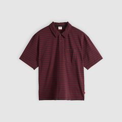 100% Cotton Finn Boxy One Pocket Polo — Hardaker Stripe Jet Black - Yellow 5