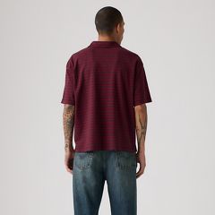 100% Cotton Finn Boxy One Pocket Polo — Hardaker Stripe Jet Black - Yellow 4