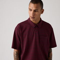 100% Cotton Finn Boxy One Pocket Polo — Hardaker Stripe Jet Black - Yellow 2