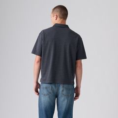 100% Cotton Finn Boxy One Pocket Polo — Hardaker Stripe Nightfall Navy - Blue 4
