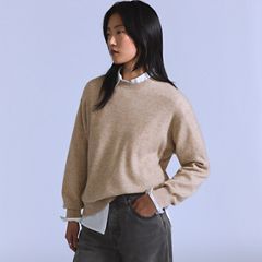 Wool Cashmere Blend Sweater — Ludlow - Brown 2