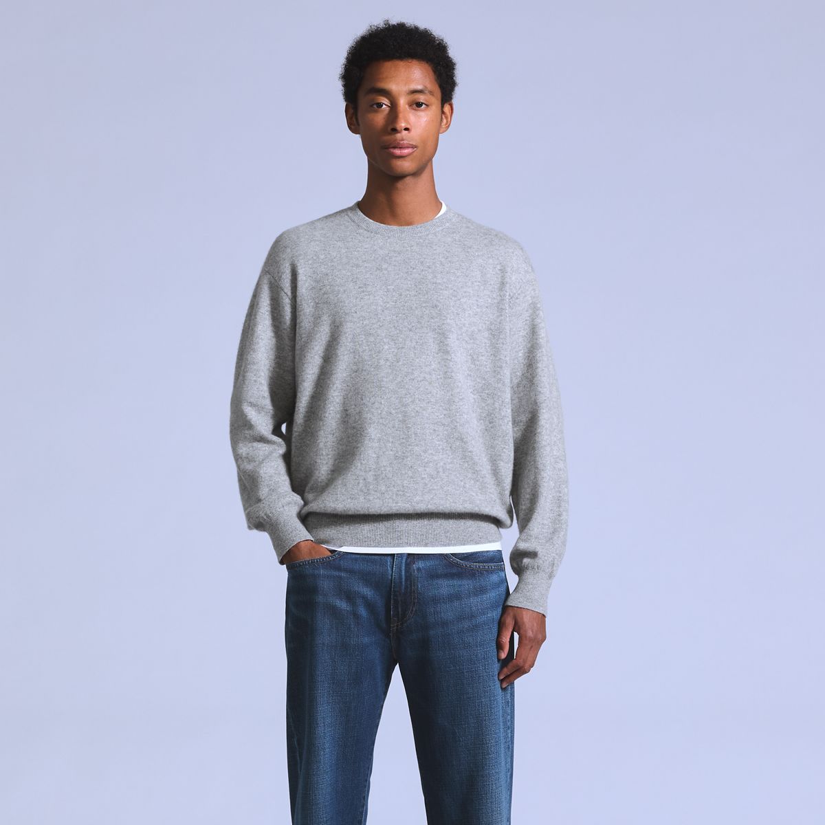 Wool Cashmere Blend Sweater — Stone Grey - Grey