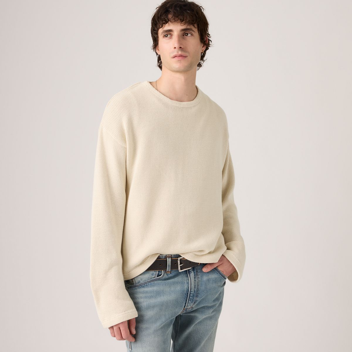 Posey Boxy Sweater — Oatmeal - White