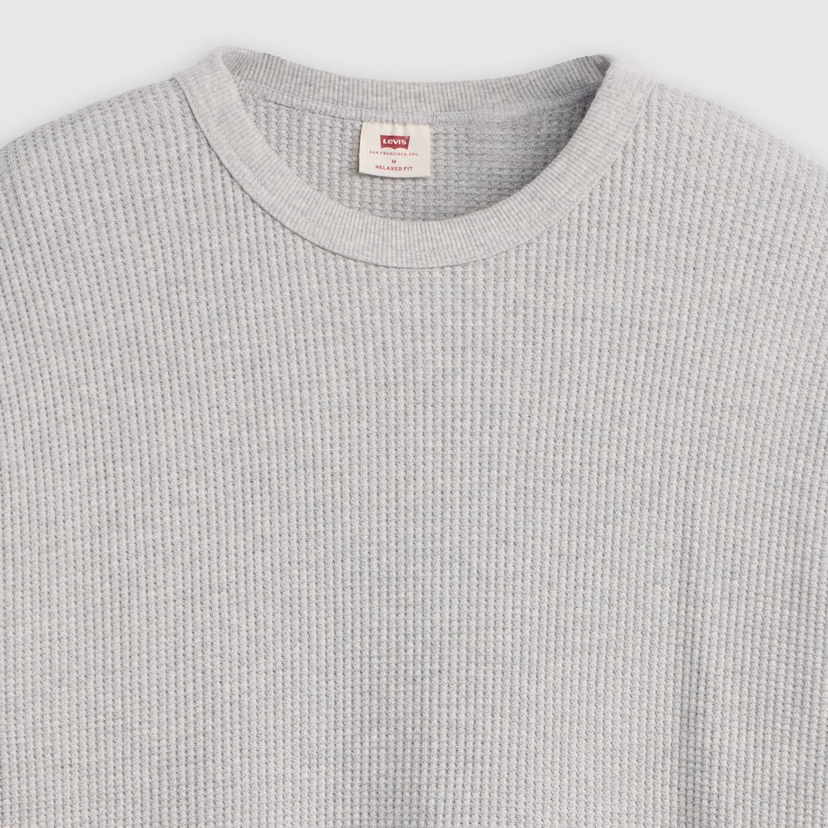 Red Tab Relaxed Long-Sleeve Thermal — Light Gray Htr Bros - White