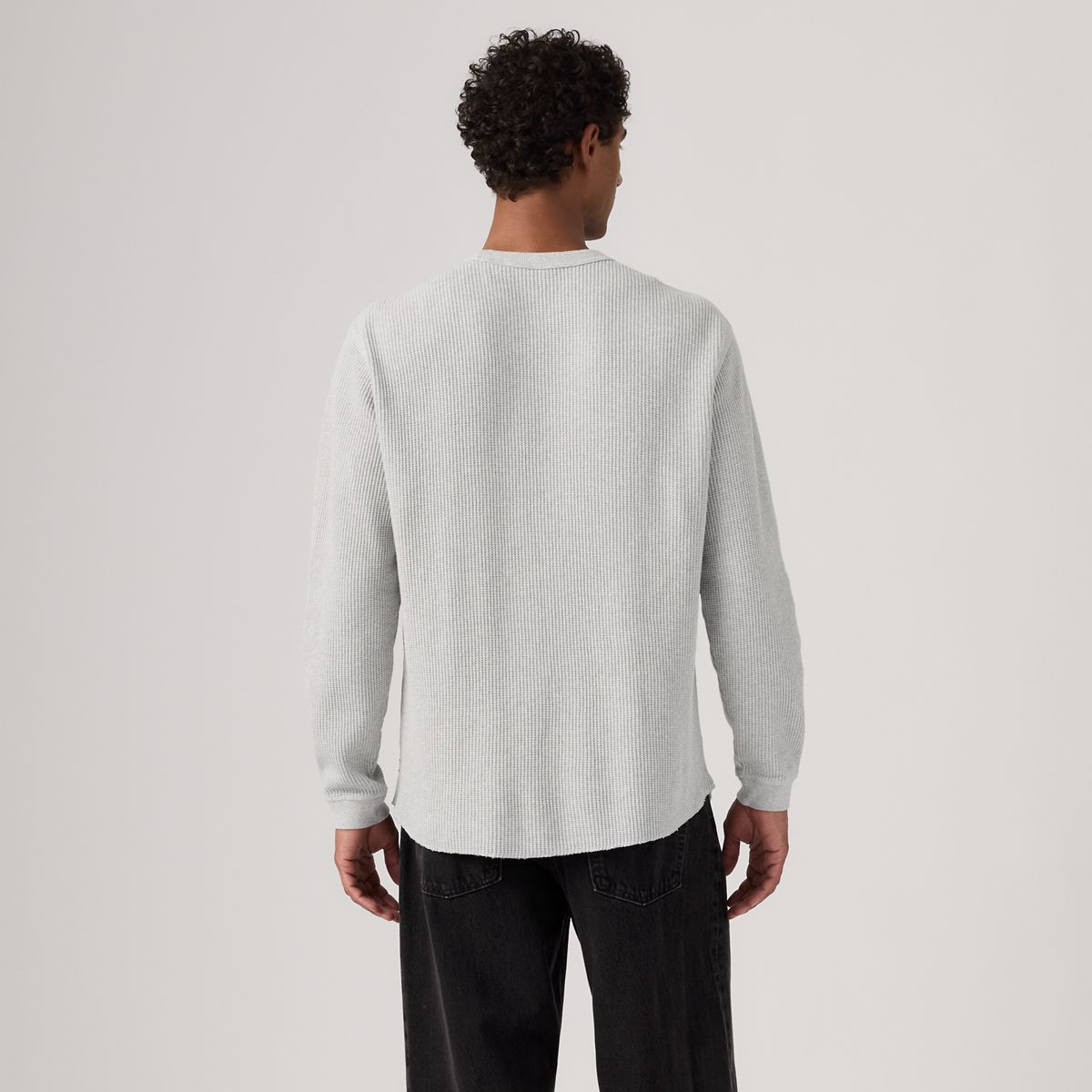 Red Tab Relaxed Long-Sleeve Thermal — Light Gray Htr Bros - White