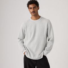 Red Tab Relaxed Long-Sleeve Thermal — Light Gray Htr Bros - White 1