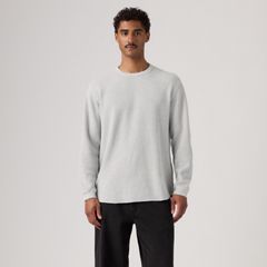 Red Tab Relaxed Long-Sleeve Thermal — Light Gray Htr Bros - White 3