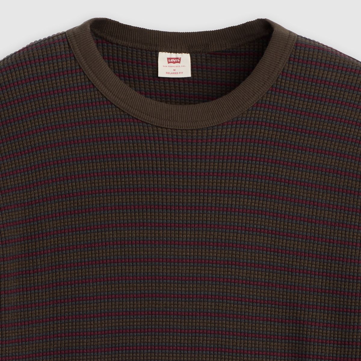 Red Tab Relaxed Long-Sleeve Thermal — Yannick Stripe Coffee - Brown