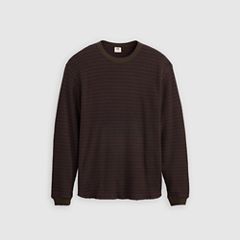 Red Tab Relaxed Long-Sleeve Thermal — Yannick Stripe Coffee - Brown 5
