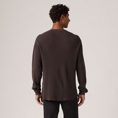 Red Tab Relaxed Long-Sleeve Thermal — Yannick Stripe Coffee - Brown 4
