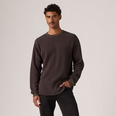 Red Tab Relaxed Long-Sleeve Thermal — Yannick Stripe Coffee - Brown 3