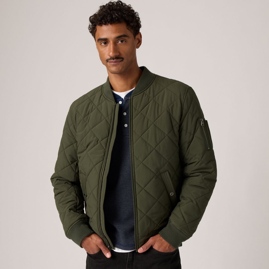 Levi's Quilted Bomber Jacket In Green