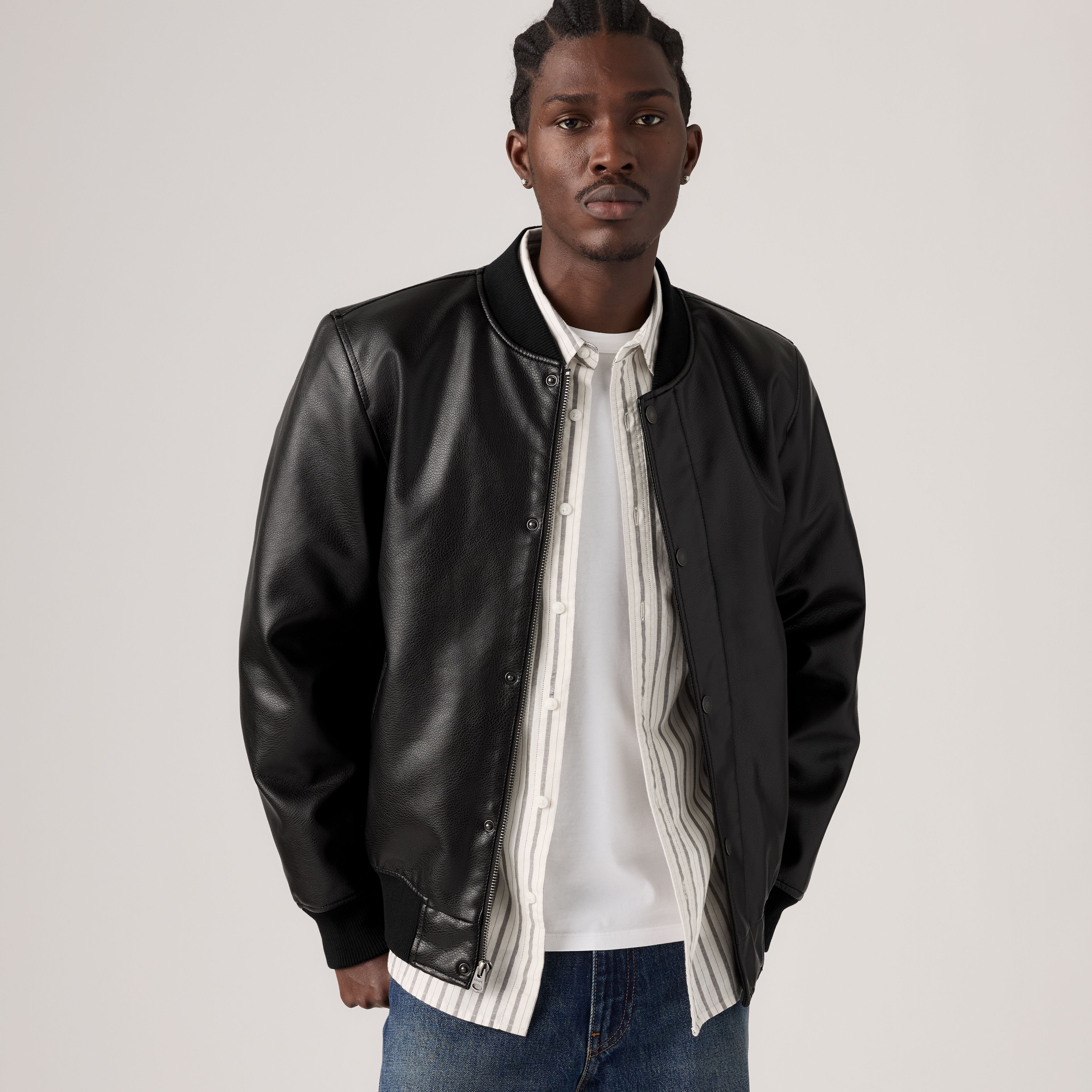 Faux Leather Varsity Bomber 1