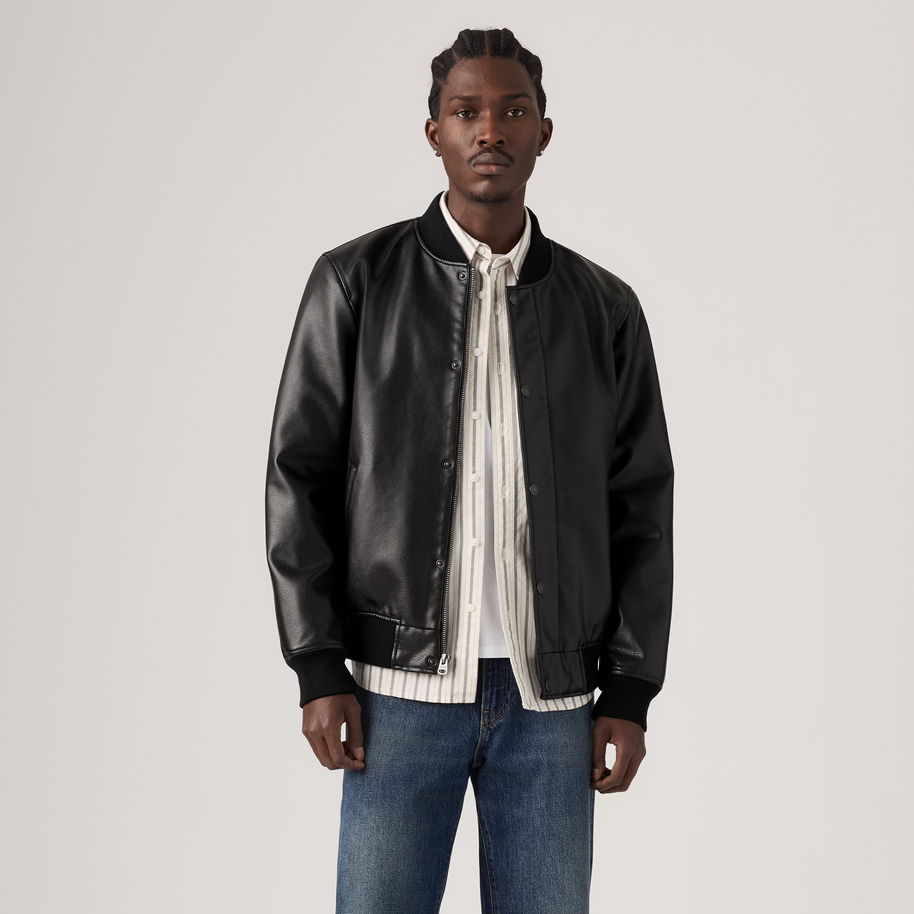 Faux Leather Varsity Bomber 3