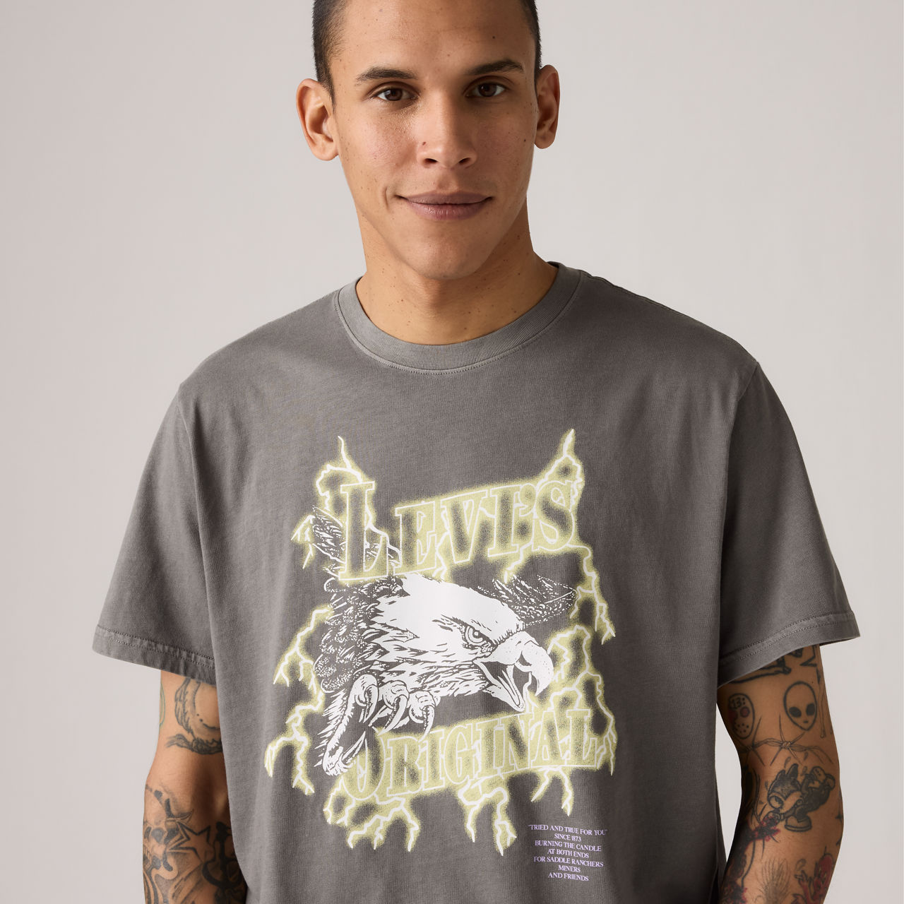 新品argue SUVINGIZA Tシャツ olive brown Relaxed Fit Short-sleeve Graphic T-shirt - Grey | Levi's® US